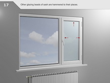 يتم تركيب شرائح تثبيت الزجاج الأخرى للضلفة في    مكانها.